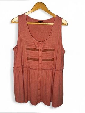 Torrid Size 2 Boho Babydoll Tank Free People Style Rust Flowy Top